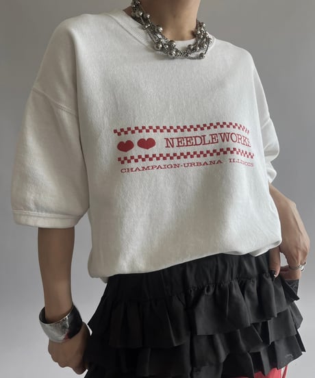 【USED】 Made in USA NEEDLEWORKS S/S Sweat Top  /240928-001