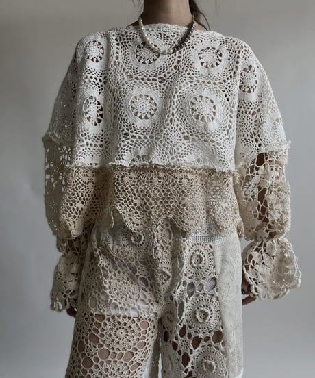【RE;CIRCLE】 RE Crochet Lace Patchwork Tops / 220427-020
