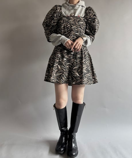 【USED】 Puff sleeves zebra Mini One‐Piece /250927-016