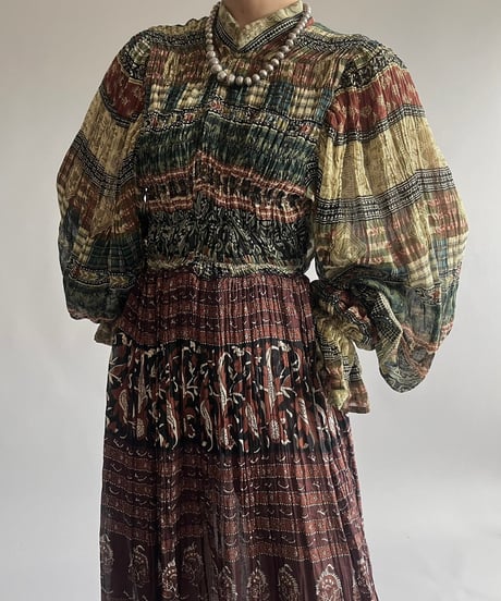 【RE;CIRCLE】 RE Indian Cotton Balloon Sleeved One-piece / 240912-006