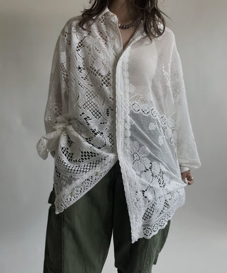 【RE;CIRCLE】 RE Crochet Lace Big Shirt / 220427-006