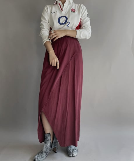 【USED】  Poly Long Skirt Red / 221112-009