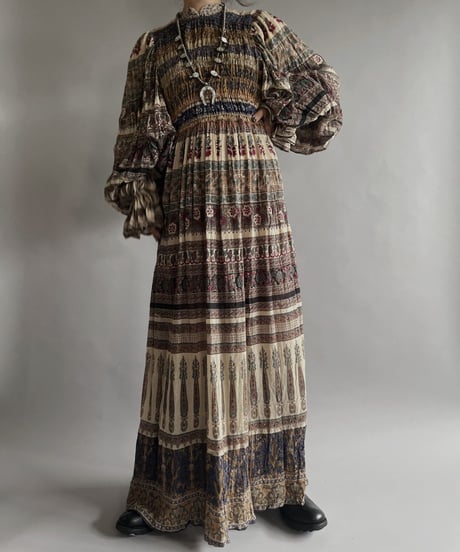 【RE;CIRCLE】 RE Indian Cotton Balloon Sleeved One-piece / 220901-005