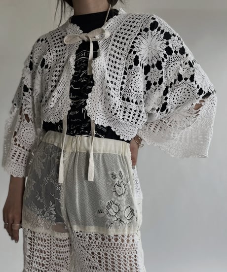 【RE;CIRCLE】 RE Crochet Lace Flare Sleeves Bolero / 220526-038