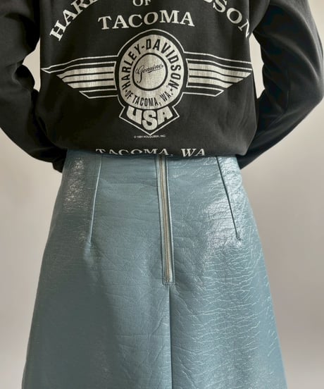 【USED】 Fake Leather Long Slit Skirt /260418-024