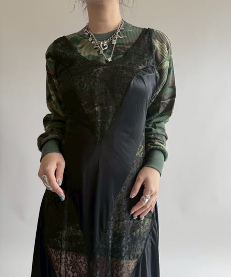 【USED】 Lace Pattern Camisole Long One-Piece   /250412-038