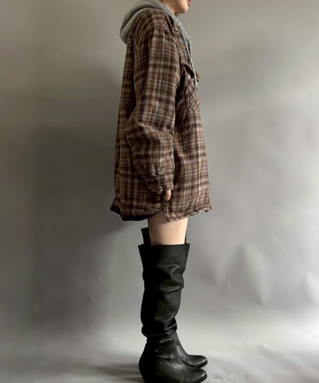 【USED】 Dickies Cotton Flannel Hooded Shirt Jacket /251025-008