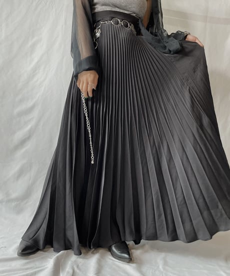 【USED】 Poly  Long Pleats Skirt③/20210819-029
