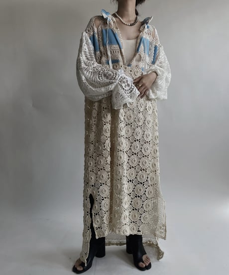 【RE;CIRCLE】 RE Crochet Lace Open Collar One-piece / 220427-033