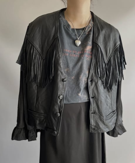 【USED】 Real Leather Fringe Vest / 231112-004