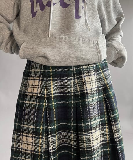 【USED】  Check Patterned Wool Skirt / 241130-020