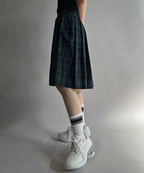 【USED】 Check Patterned Wool Pleats Skirt / 241019-031