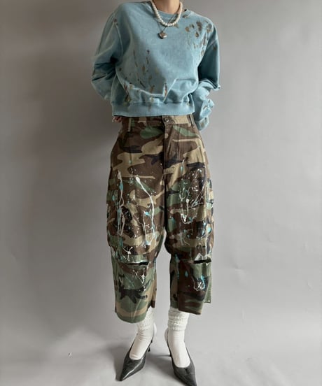 【USED】 Military Camouflage Cut Off Paint Pants /250925-010
