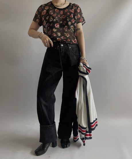 【USED】S/S Flower Patterned Sheer Top/ 230909-017