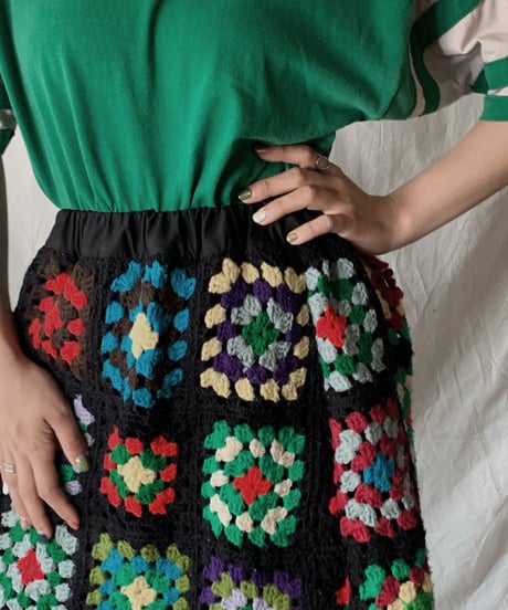 【RE;CIRCLE】 RE Granny Knit Long Skirt③/210421-015