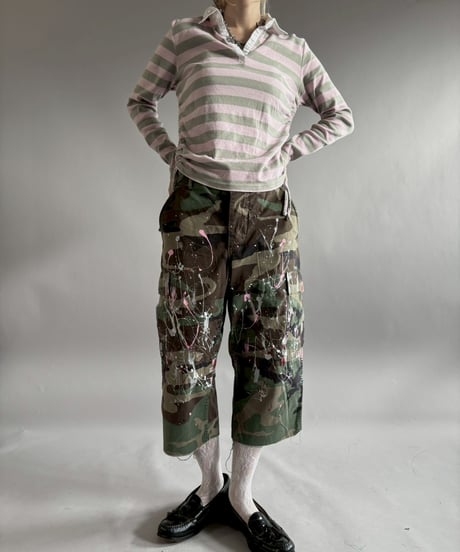 【USED】 Military Camouflage Cut Off Paint Pants /260226-007