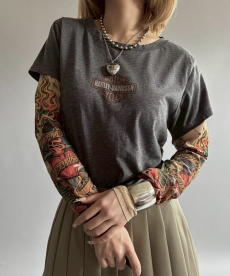 【USED】 HARLEY DAVIDSON TATTOO sleeve design top / 250913-012