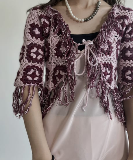 【USED】 Crochet Middle Sleeves Cardigan / 220430-010