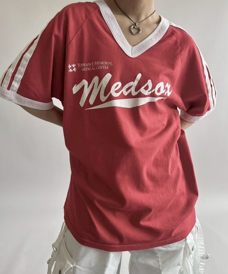 【USED】 Made in USA V-Neck Medsox Ringer T-Shirt /250503-003
