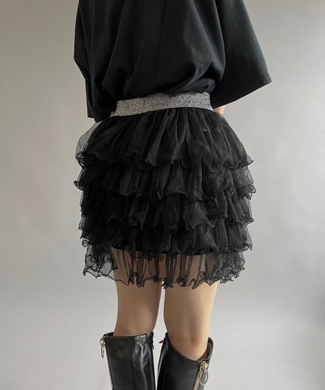 【USED 】Tiered Sheer Mini Skirt/ 240622-007