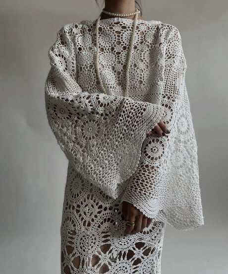 【RE;CIRCLE】 RE Crochet Lace Shirt Tops / 220427-011