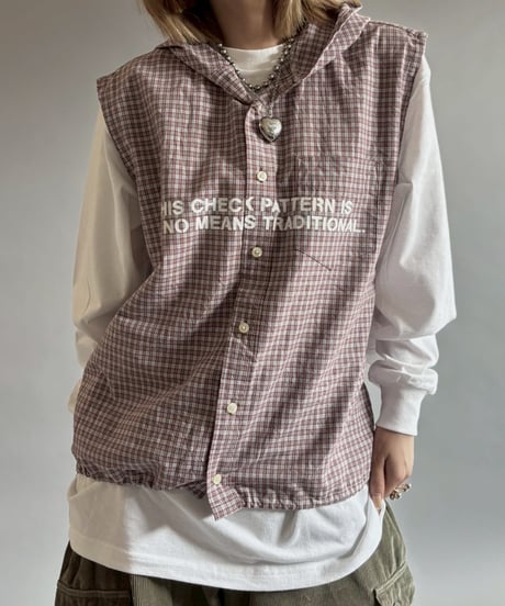 【RE;CIRCLE】 Stencil N/S Hooded Check Shirt  /  250911-002