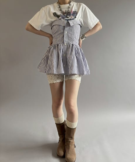 【RE;CIRCLE】  RE Stripe Shirt Mini One-Piece / 260611-006