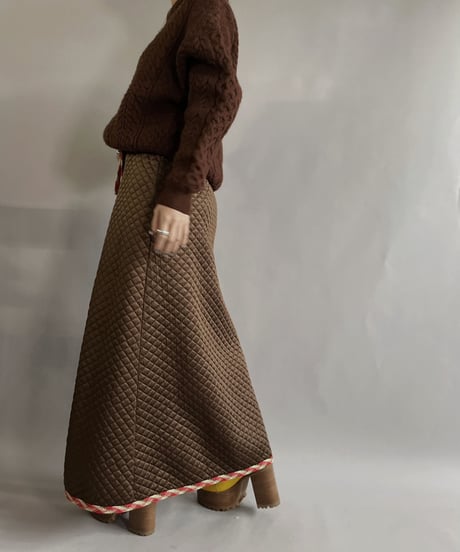 【USED】 Vanity Fair Zipped Quilting Long Skirt / 221210-023