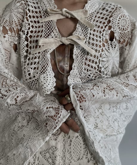 【RE;CIRCLE】 RE Crochet Lace Flare Sleeves Bolero / 220526-043