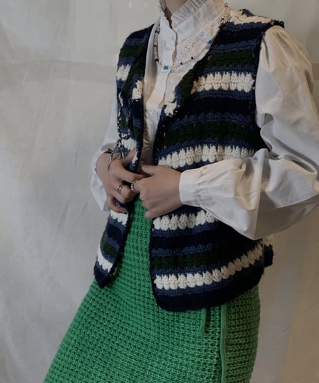 【USED】Crochet Knit Vest/210217-061