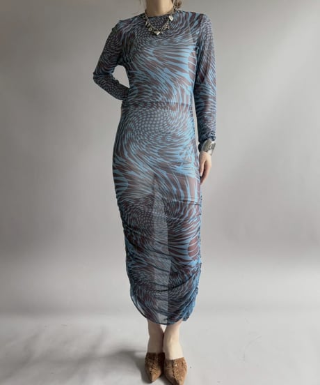 【USED】 Star Pattern Sheer Long One-Piece/ 260418-030