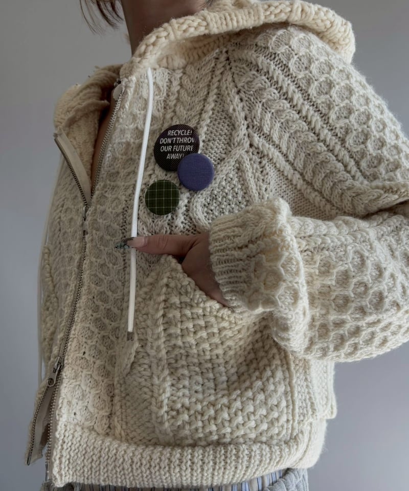 RE;CIRCLE】 RE Aran Knit Double Zip-up Parka /