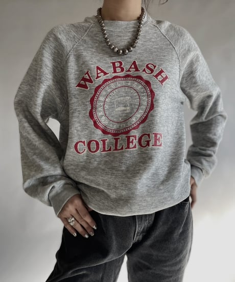 【USED】 Raglan Sleeves Sweat "WABASH COLLEGE" / 240101-040