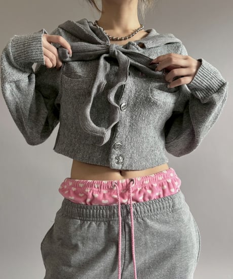 【RE;CIRCLE】 RE Hooded Acrylic Short Cardigan / 260205-006
