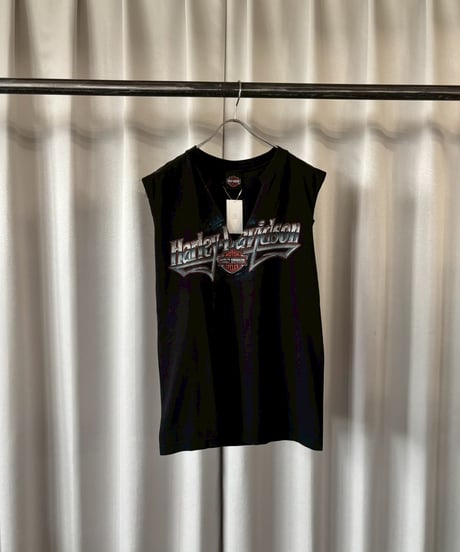 【USED】 Made In USA HARLEY-DAVIDSON Cut Off N/S Tee / 260418-029
