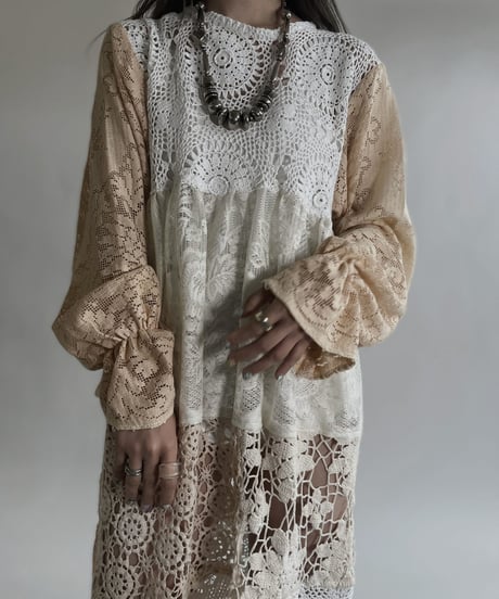 【RE;CIRCLE】 RE Crochet Lace Patchwork One-piece / 220526-009