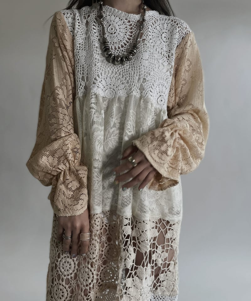 RE;CIRCLE】 RE Crochet Lace Patchwork One-piece