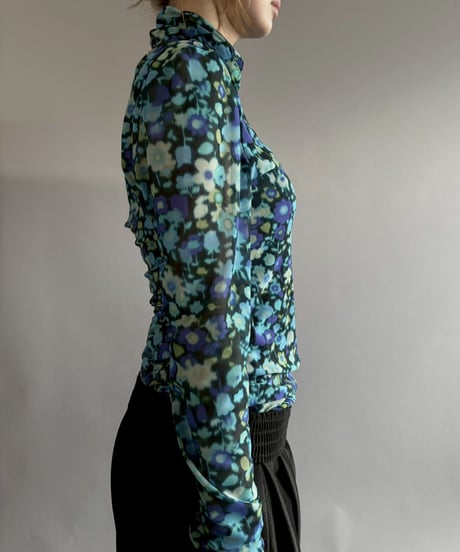 【USED】 GANNI Flower Pattern Sheer Top /251206-017