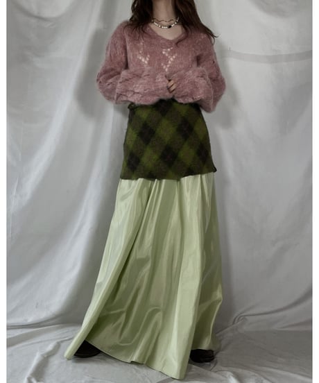 【USED】 Poly Long Skirt made in USA ① / 220107-005