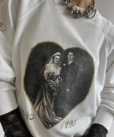 【USED】 Made in USA 90's Wedding Print L/S Raglan Sweat Top /240928-019