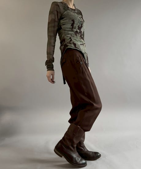 【USED】 Camouflage Pattern Design Sheer Top / 260221-002