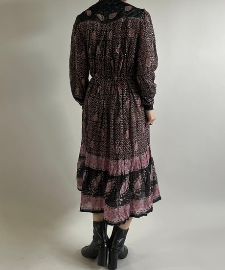 【USED】  Paisley Pattern Lame Long One-Piece /250301-017
