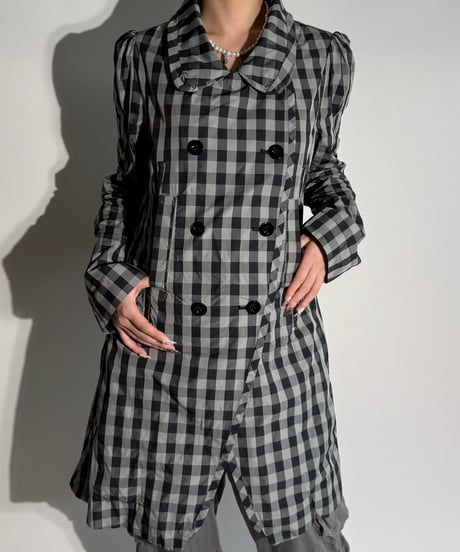 【USED】 Marithé+François Girbaud Packable Checkered Double-Breasted Coat /MS2511-001