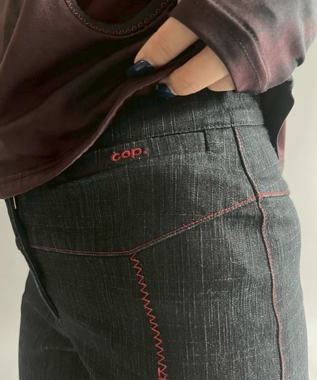 【USED】  Cop.Copine Stitch Design Stretch Flare Denim Pants / 251014-039