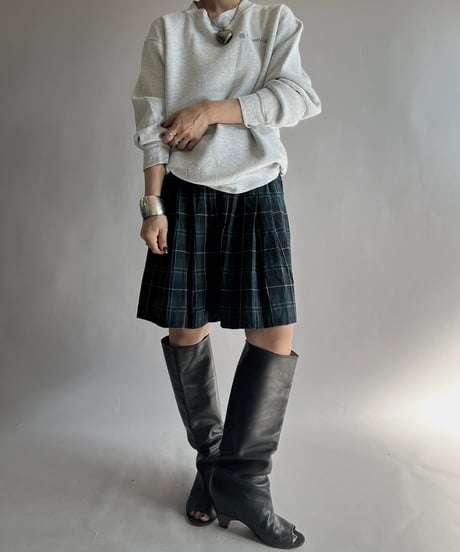 【USED】 Check Patterned Wool Pleats Skirt / 241019-031