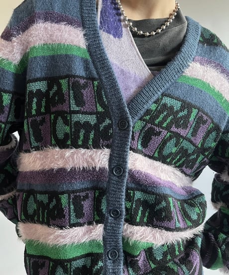 【USED】 HEAVEN Patterned Lame Knit Cardigan /250104-022
