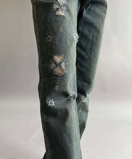 【USED 】Lame Flare Denim Pants/ 240824-046