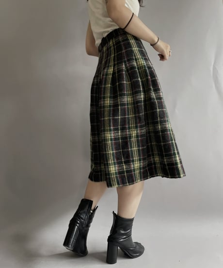 【USED】  Wool Checked Long Skirt / 221105-030