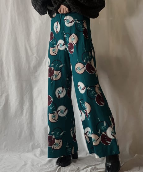 【USED】Patterned Poly Flared Pants/210203-011