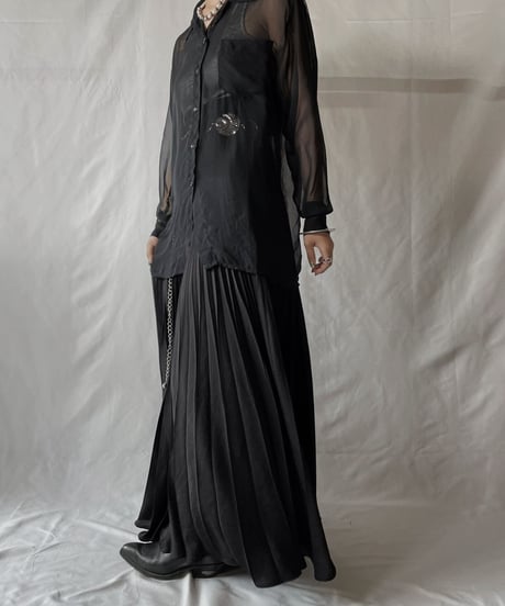 【USED】 Poly  Long Pleats Skirt③/20210819-029